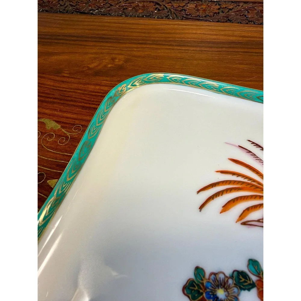 Vintage Charleton Porcelain Vanity Tray, Bird of Paradise Jewelry Tray